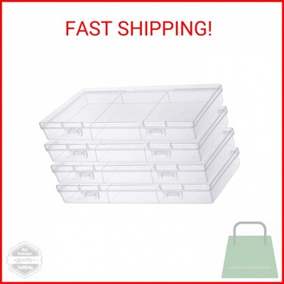 Gebildet 4 Pcs Clear Plastic Storage Case, Rectangular Box Containers with Lid f