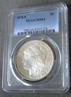 1878 S MORGAN SILVER DOLLAR ~ PCGS MS64 ~ LIGHT TONE BOTH SIDES.