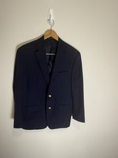 Polo Ralph Lauren Men's Navy Blue Blazer 2 Button Jacket, Large Made Indonesia