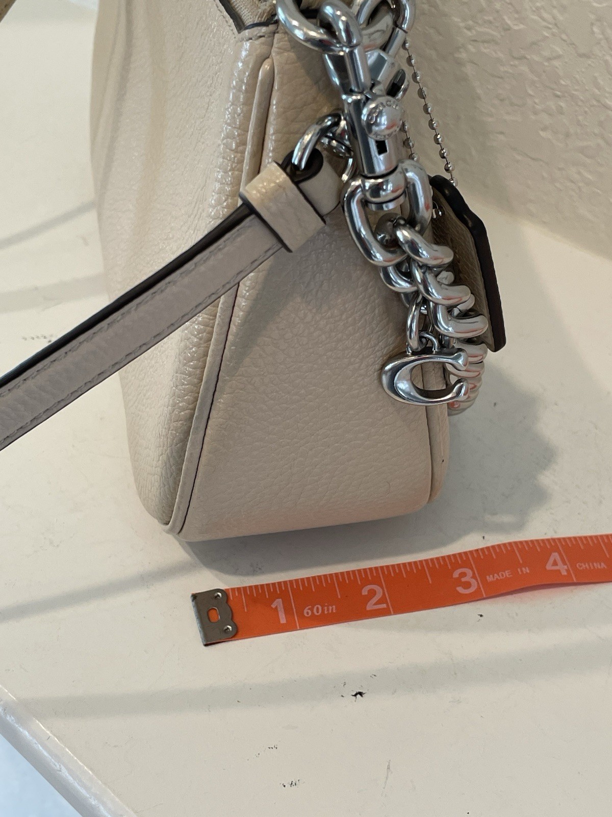 Coach Teri Tan With Silver Pebble Leather CE556 2 Ways Convertible Shoulder Bag image 10