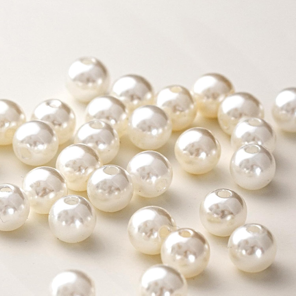 Ca.400Pcs Elfenbeinfarbene Perlen Zum Basteln,10Mm Round Lose Perlen FüR Schmuck-image