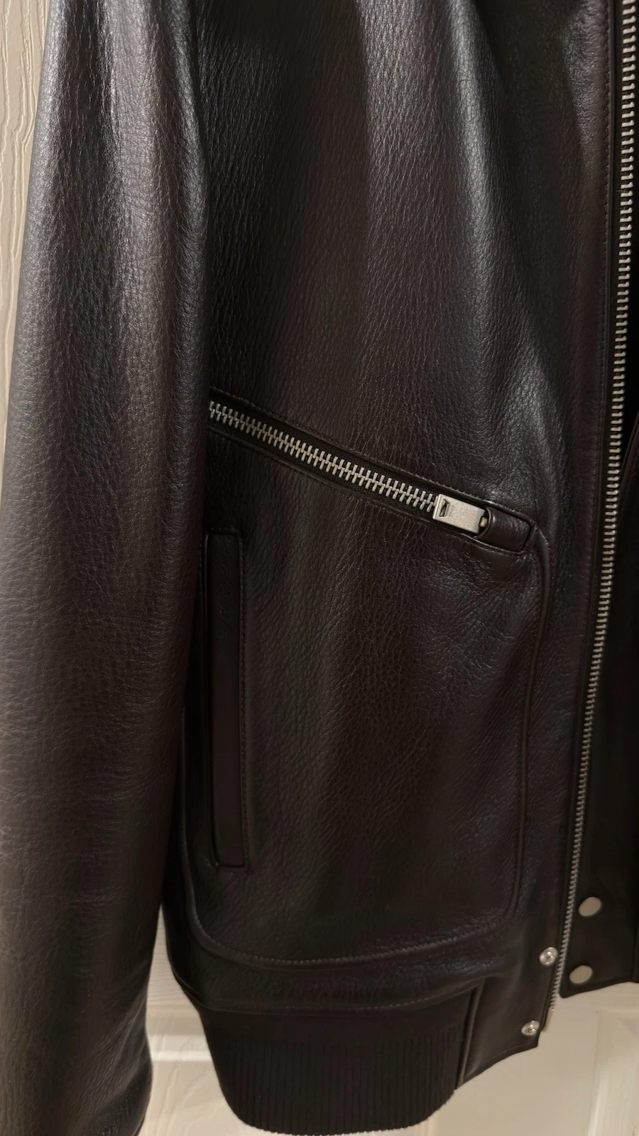 REISS Perling Burnished Leather Jacket Chocolate Brown | Men’s M - Cowhide image 5