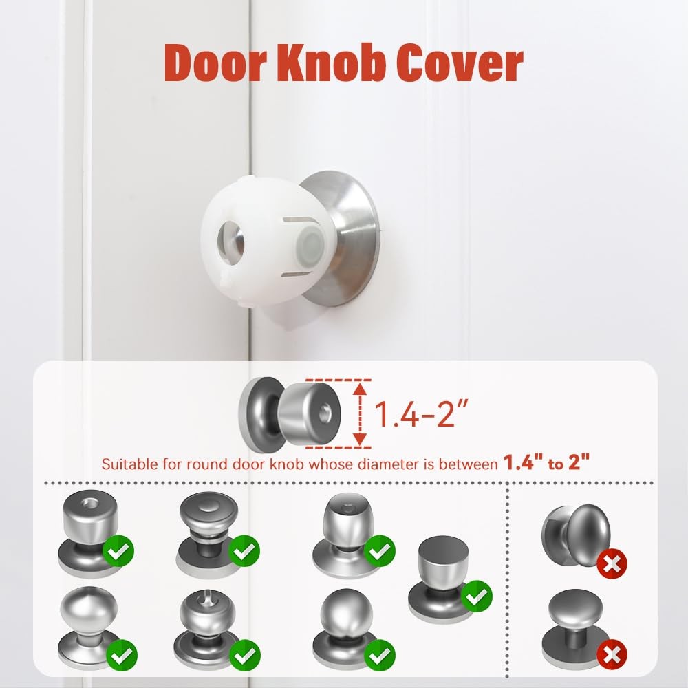 Moms Choice Gold Awards Winner - EUDEMON 4 Pack Baby Safety Door Knob Covers