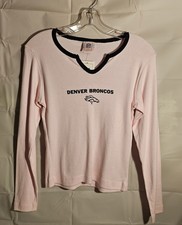 NFL for Her Denver Broncos Long Sleeve T Shirt Pink Cotton Size M NWT
