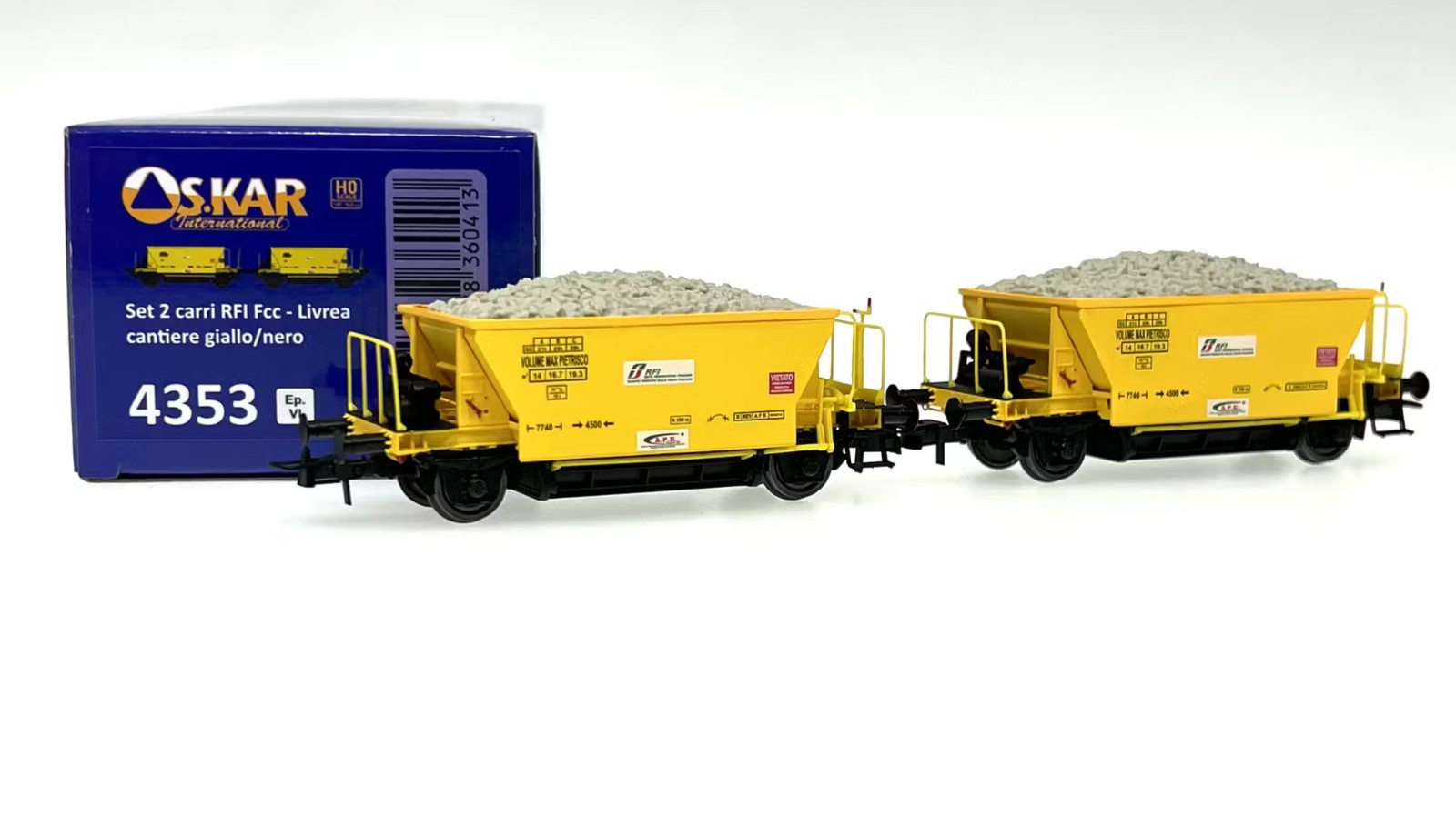 OS.KAR 4353 Set 2 FCC Cars By RFI, Yellow Signal Livery, For Worksite Trains