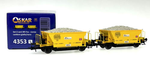 Os.kar 4353 Set 2 Güterwagen FCC Von Rfi , Lackierung Gelb Signale, für Züge Bau | Zustand: Neu