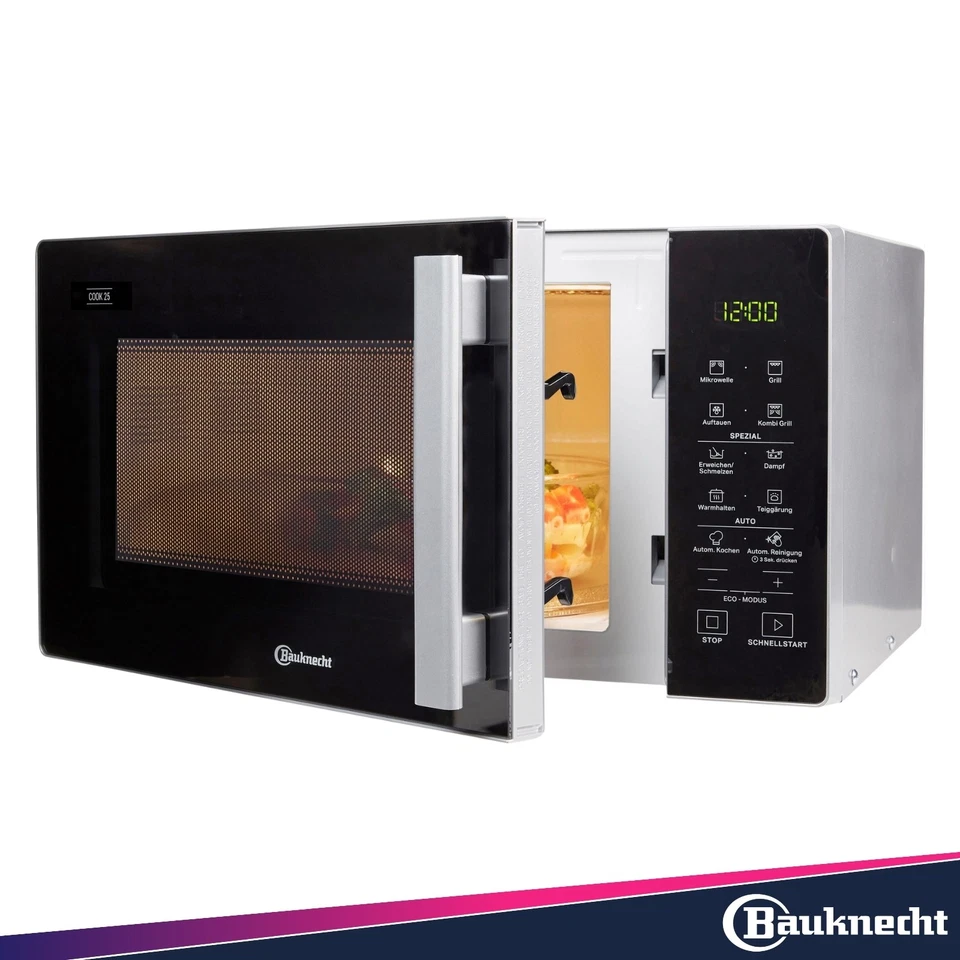 Bauknecht Mikrowelle MW 254 SM – 25 l, 900 W, Grill, Dampfgar- & Auftaufunktion - Bild 2 von 4