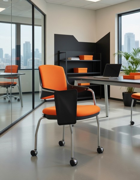 BüRosessel Orange Mit Stabiler Basis Und Ergonomischem Design-image
