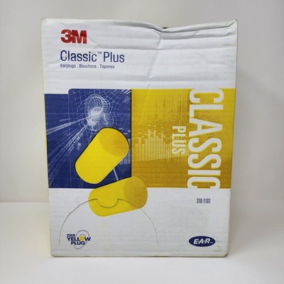 3M Classic Plus Earplugs (200 Pairs) Yellow Uncorded PVC Foam 3101101
