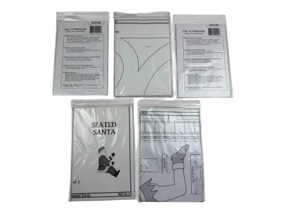 Lote de 5 Patrones de Navidad Artesanía en Madera Elfos Santa Workshoppe Originales Nuevos Foto 2 de 4