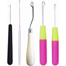 Latch Hook Crochet Needle Set of 5 Different Sizes for Hair Braiding Scarf Rug
