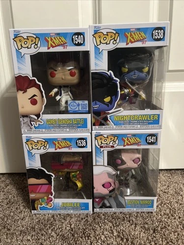 Funko Pop! Marvel X-Men’97 Lot of 4 Gambit Exclusive Nightcrawler Jubilee Nimrod