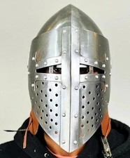 Medieval Bascinet Visor Helmet   Close Knight Armor 18 Gauge Steel SCA LARP
