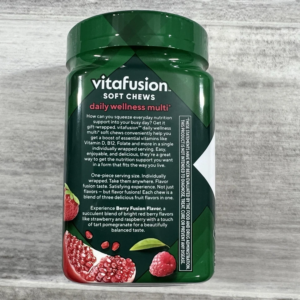 Vitafusion Masticables Suaves Bienestar Diario Multi Adulto 30 ct Sabor Baya Fusión NUEVO Foto 4 de 4
