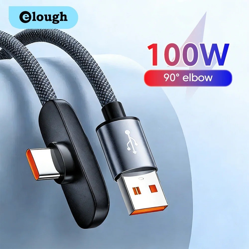 100W USB C Fast Charging Cable 90 Degree Angle PD Data Gaming Cord