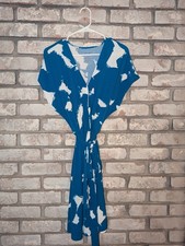 Nine West Wrap Dress Size XXL 16 18 Dodger Blue And White 💙 🤍 Woman's V Neck