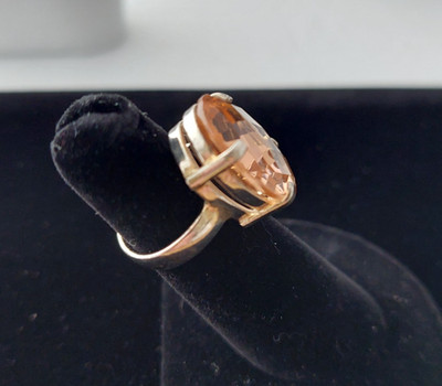 Sterling Silber Ring mit großem Citrin - schöne frische Farbe Größe 4
