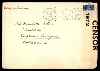 Mayfairstamps Great Britain 1939 Margate to Lugano Switzerland Censored Cover cc