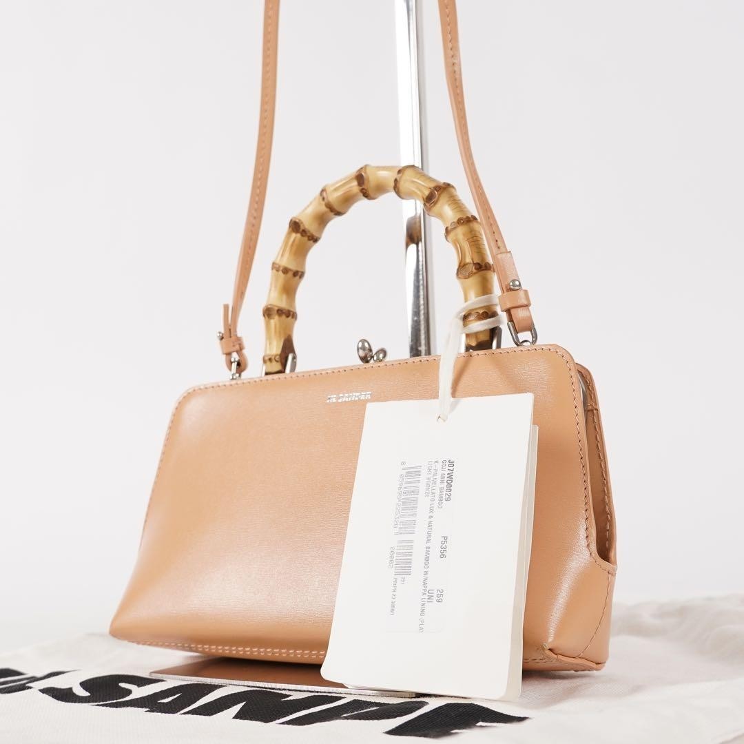Jil Sander Goji Bamboo Leather Beige 2Way Shoulder Handbag Tag