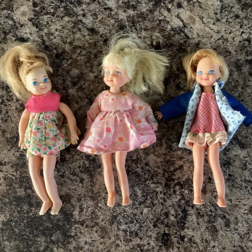 3 Mattel Tutti Dolls In Clothes, 1965, As Is, Blonde Hair