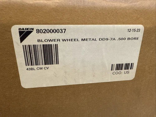 Daikin-McQuay 80200037 Blower Wheel DD9-7A CW Rotation .500 Bore