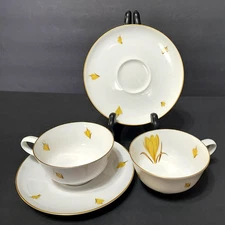 Vintage Set of 2 Easterling Golden Crocus Cups & Saucers Bavaria Germany