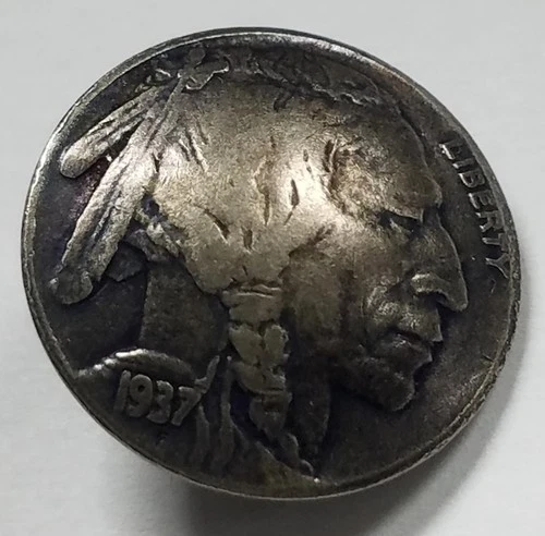 1937 Buffalo Nickel Buttons | Nickel 5 c | Antique Button