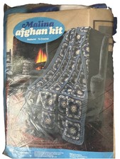 Afghan Blanket Crochet Kit Malone Starburst Print Blues 48 X 63 Acrylic yarn
