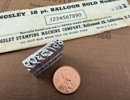 1950s Balloon Bold Caps & Numerals TYPE SET-Kingsley Stamping Machine-Imprinting - Picture 4 of 21