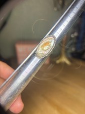 Oval Abalone Inlay Sterling Silver Ring Size 7.5 A1103