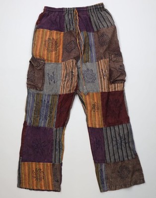 Vintage 90s Streetwear Womens Large / XL Patchwork Wide Leg Harem Cargo Pants