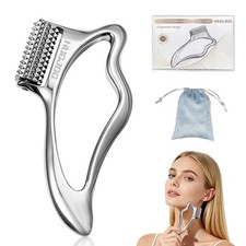 HUGJOG Face Massage Roller for Muscle Tension Relief, Metal Facial Silver