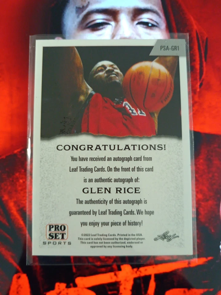 2022 Leaf Pro Set Multi Sports GLEN RICE #PSA-GR1 AUTOGRAPH AUTO BASKETBALL - Image 2 of 2