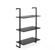 Classic 3-Shelf Wood Ladder Bookcase with Metal Frame, Black 40.55
