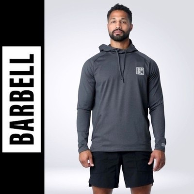 Barbell Break Boundaries Men s Gray Performance Graphic Stealth Hoodie Size S