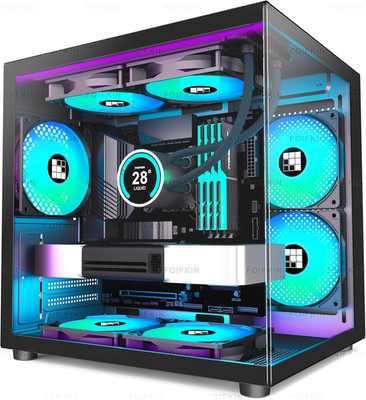 F100 PC Case - Pre-Installed 3 ARGB Fan, Micro-Atx Gaming PC Case, 270° Panorami