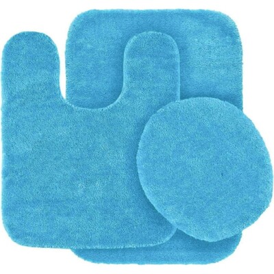 3-Piece Solid Bathroom Bath Mat Contour Rug Set with Toilet Lid Cover #6 Mixture