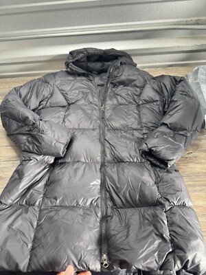 Eddie Bauer EB550 Luna Peak Down Puffer Jacket Coat Womens Hooded Black Size L