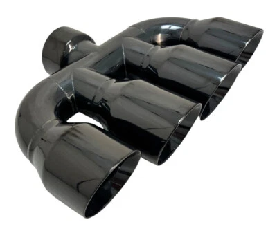 Quad Exhaust Tip Center 3.00 inlet 3.50 X 15.00  WQUAD35015-300-BC-SS Rolled Sla - Bild 1 von 4