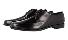 PRADA Polished Leather Derby Dress Shoes Burgundy Cordovan NEW -  US 10 EU 43