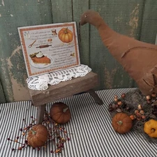 PRIMITIVE VINTAGE STYLE THANKSGIVING REAL PUMPKIN PIE RECIPE CHEF KITCHEN SIGN