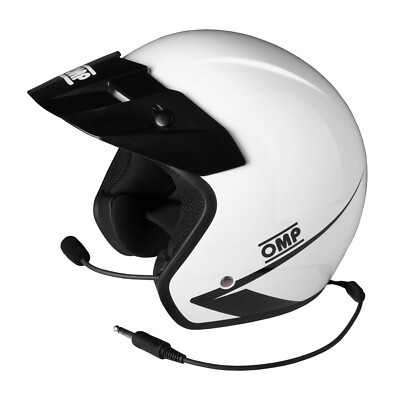 OMP Offener Helm Star-J weiß mit integriertem Mikrofon/Kopfhörer Rallye Racing