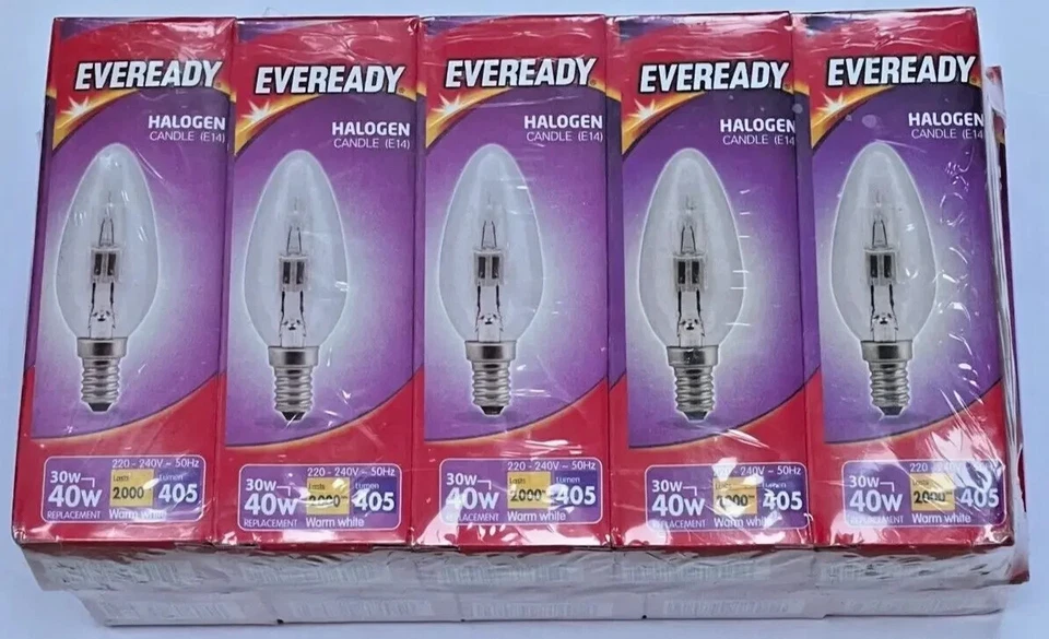 10 x 30w = 40w SES E14 Halogen Candle Light Bulbs
