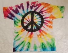 Vintage Peacetime Sign Tie Dye Men Shirt USA made Single Stitch Colorful 90s