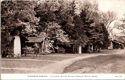 Postcard Pioneer Cabins; Illinois White Pines Forest State Park G6