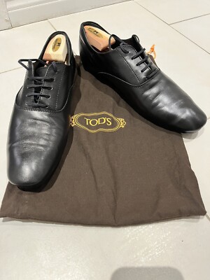 TOD\'S Men\'s Black Leather Dress Shoes Size 9.5 Man BLACK Lace-ups in Leather XXM01E00C20AKT9MB999 | Tods main image 4