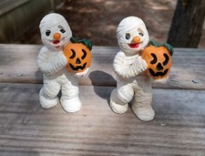 Mummy Trick Or Treat Pumpkin Figurine Halloween Fall Decoration Resin 2 Read
