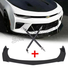 70"Glossy Black Front Bumper Lip Splitter Spoiler+15CM Strut Rods For Audi US