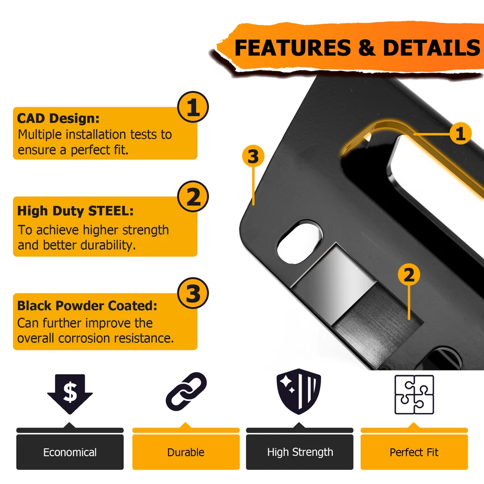 Soporte de montaje de cabrestante UTV Polaris RZR 570/800 2012-2022 + 4 7/8" Hawse Fairlead Foto 3 de 4