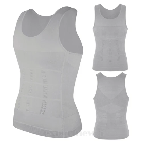 Mens T-shirt Shaper Male Tummy Compression Shapewear Fitness Waist Girdle Vest - Picture 47 of 47